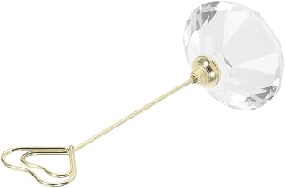 Garneck Crystal Heart Photo Clip Holder with Golden Iron Base, Multifunctional Memo and Photo Display Stand for Home and Commercial Spaces, Elegant Table Decor Accessory
