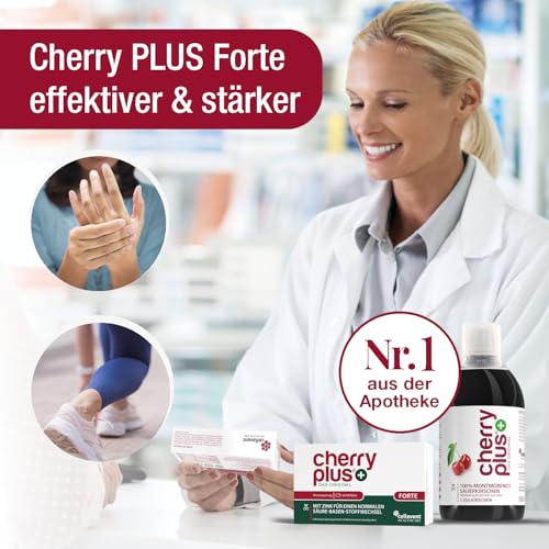 Stärkste Montmorency Sauerkirschen Kapseln – 200 Kirschen/Tag – Sauerkirschsaft & Sauerkirschen Extrakt in einer Kapsel – hochdosiert (75:1) – 43 mg Polyphenole tgl. – Cherry PLUS Forte