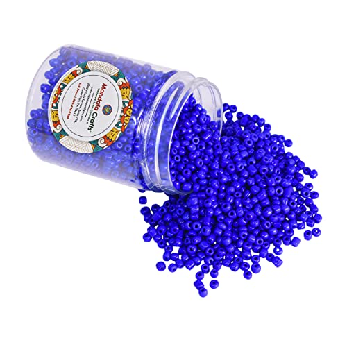 Image of Mandala Crafts 6 /0 Glass Seed Beads for Beadwork - 2500 Pcs 4mm Blue Round Small Rocaille Beads for Jewelry Making, Necklace Bracelet Earring Craft Supplies