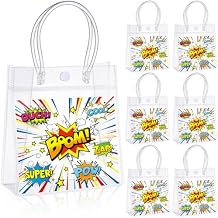 Sliner 24 Pcs Gift PVC Bags with Handles 6.3 5.9 2.7 Inches Clear Reusable Totes for Party FavorHero Style