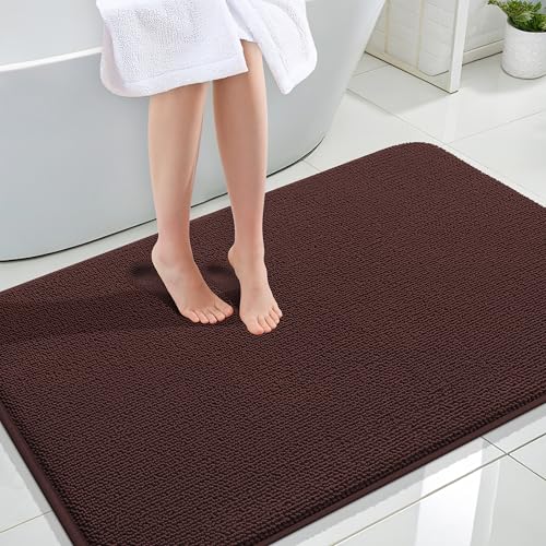 Image of OLANLY Thick Memory Foam Large Bathroom Rugs 47x32, Extra Soft Absorbent Bath Rug, Quick Dry Bath Mats, Non-Slip, Machine Washable Carpet for Bathroom, Tub and Shower, Home Decor Accessories, Brown