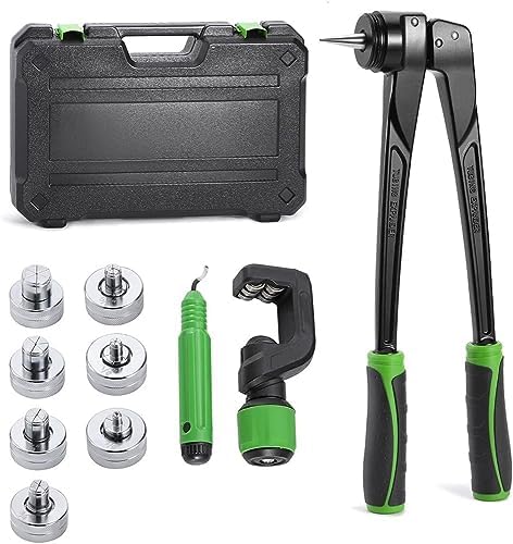 UPIKIT Flaring Tool 3/8'' To 1-1/8'' Copper Pipe Expander Lever Expanding Tool With 7 Dies Pipe Cutter Deburring Knife Tubing Expander HVAC Swaging Tool Kit