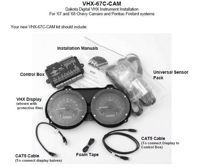 Dakota Digital 67 68 Chevy Camaro Pontiac Firebird Analog Gauge Black Alloy Blue VHX-67C-CAM-K-B - Image 4
