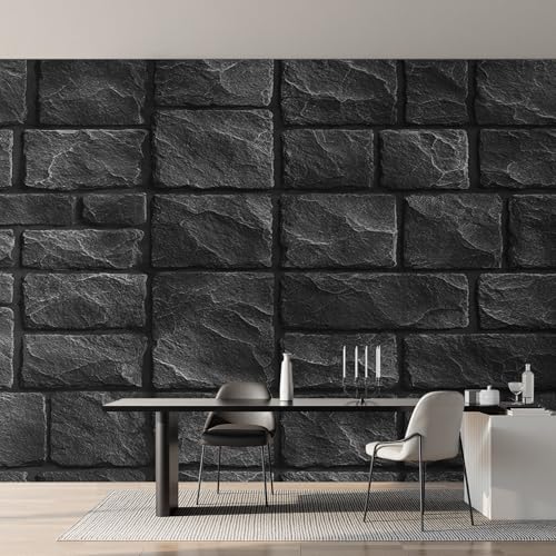 Genérico Papel Pintado Pared de Piedra, Papel Pintado pared Dormitorio Muro de Ladrillo Gris, Decoracion pared Salon, Fotomurales Tejido no Tejido, 450 x 315 cm K-MZ&1