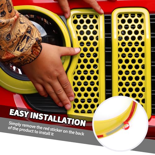 Image of 9PCS Headlight Cover & Front Grill Mesh Inserts Compatible with Jeep Wrangler JL JLU 2024+, NOT FIT JL Sport /Sport S (Yellow)