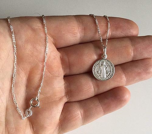 925 Sterling Silver Saint Benedict Necklace 18" Long 24X15mm / 925 Plata ESTERLINA Cadena DE SAN Benito 18" Largo3