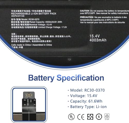 Image of WeFly RC30-0370 Laptop Battery for Razer Blade RZ09-0370AE23-R3U1 RZ09-0370BEA3-R3U1 RZ09-0427EE23-R3U1 RZ09-0370CEA3-R3U1 RZ09-0427NEA3-R3U1 RZ09-0427PEA3-R3U1 Series RZ09-0370 RZ09-0427 Battery