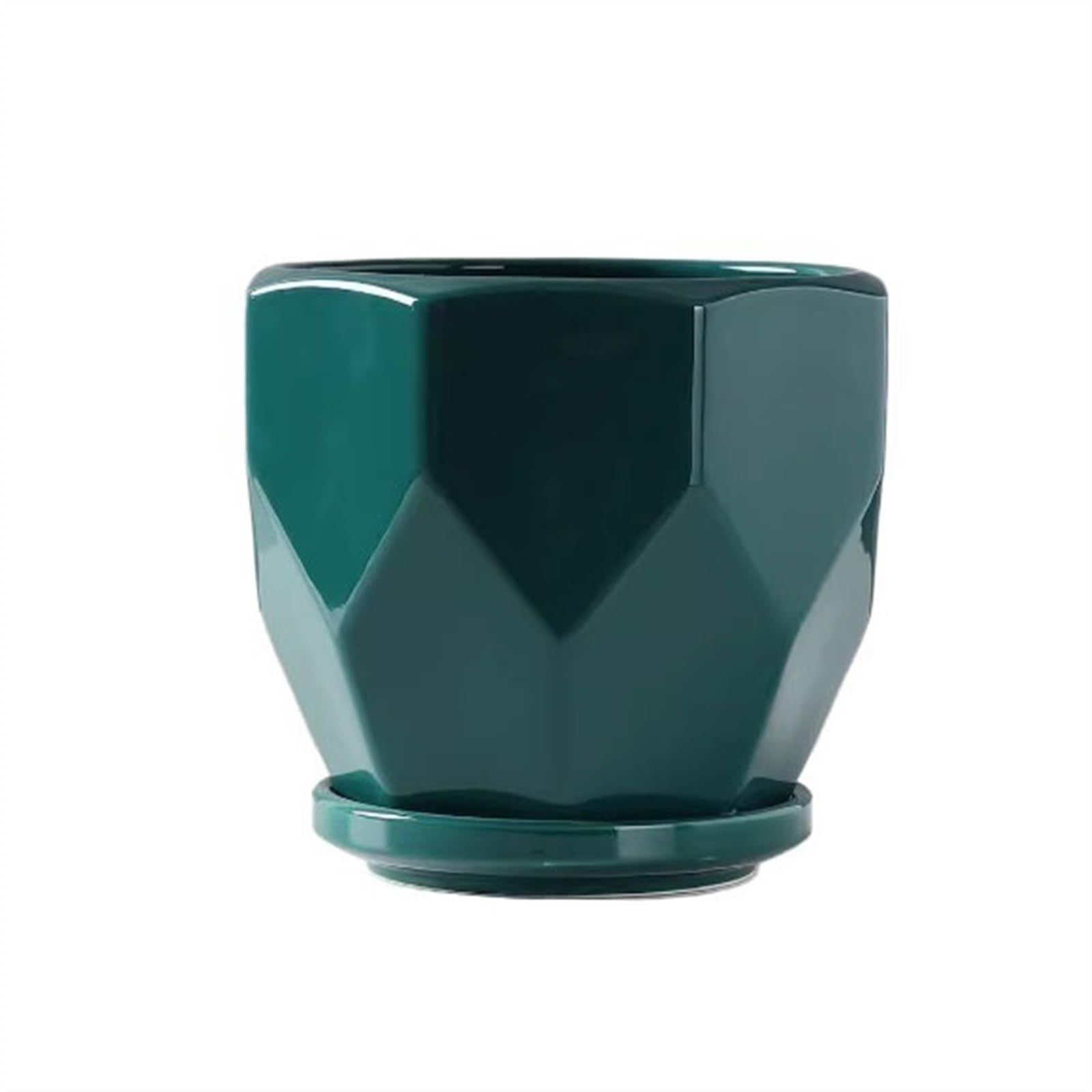 SDGBCXD flowerpot, Ceramic Large with Tray Simple Household Creative Succulent(Green,L)