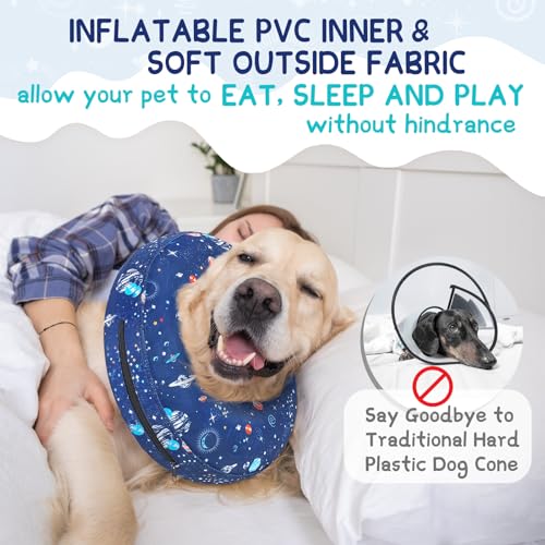 Image of Supet Inflatable Dog Cone Collar Alternative After Surgery, Soft Donut Recovery E Collar for Neuter, Small Medium Large Dogs