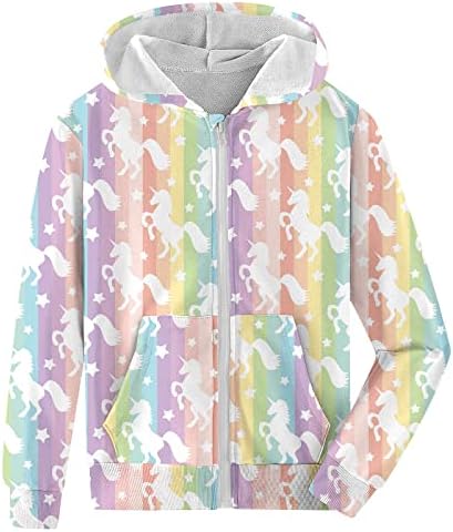 ACOCOPY Girls Boys Zip Up Hoodies Kids Cool Print Hooded Sweatshirt Long Sleeve Casual Jacket with Pockets 5-14 Years