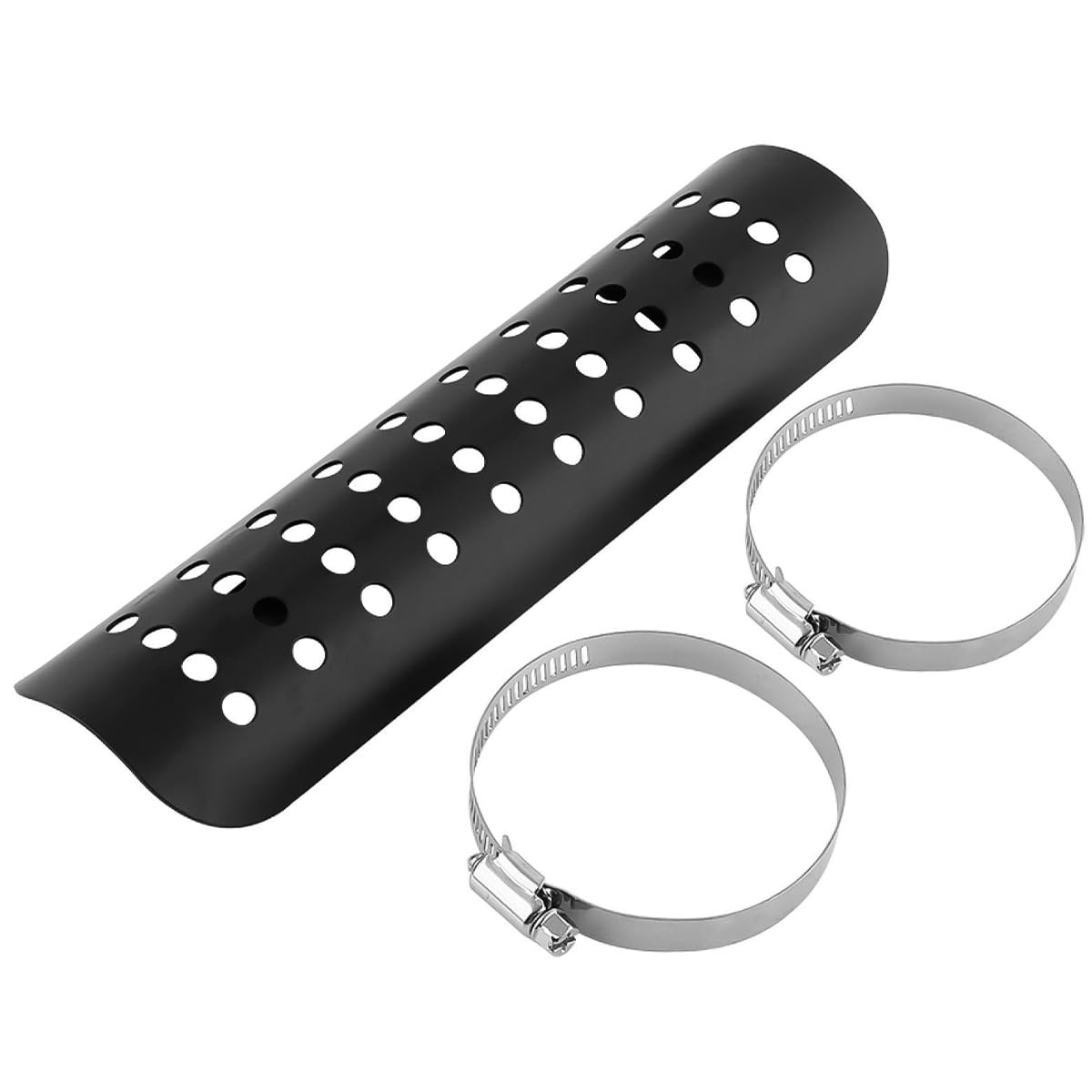Scudo Termico Universale in Metallo per Scarico, Scudo Termico per Tubo di Scarico per Auto e Moto, Protezione Termica per Tallone, Scudo Termico Dritto, Nero