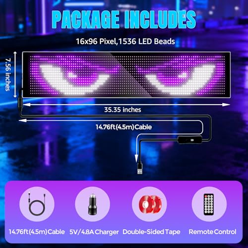 Señal LED para coche de 90x19 cm pantalla luminosa de 1 unidad para vehículos 3
