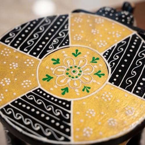 Image of JH Gallery Handcrafted & Hand-Painted Wooden Elephant Decorative Stool, Small Side Table for Living Room, Bedroom, Office & Home Decor, Multipurpose Accent Table (20 cm, 8 Inch)