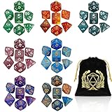 Polyedrische Würfel, Coyeekn 7 x 7 Sets (49 PCS) Polyeder Glitzer würfel für Dungeons & Dragons RPG MTG DND Tischspiel Würfel D4 D8 D10 D12 D20