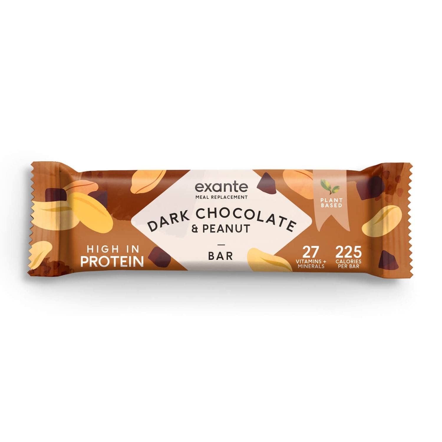 Exante Diet Meal Replacement Bars Pack of 10 (Dark Chocolate and Peanut)