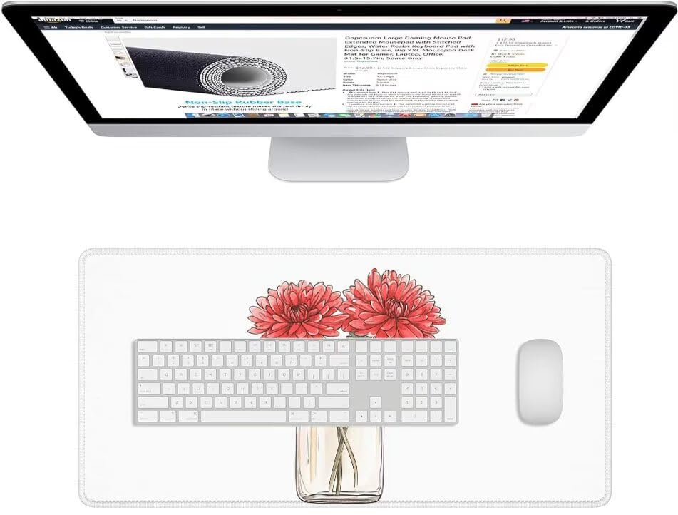 Tapete escritorio de bordes cosidos con diseño de flores para PC 3