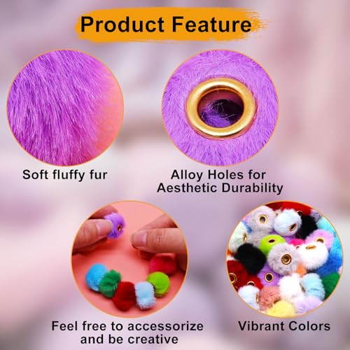 Pompons multicolores en fausse fourrure pour personnaliser vos accessoires