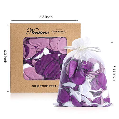 Neaticoo Artificial Silk Rose Petals 300Pcs Reusable Fake Purple Flower Petals For Wedding Anniversary Romantic Night Valentines Party Dinner Table Decoration #TOP3