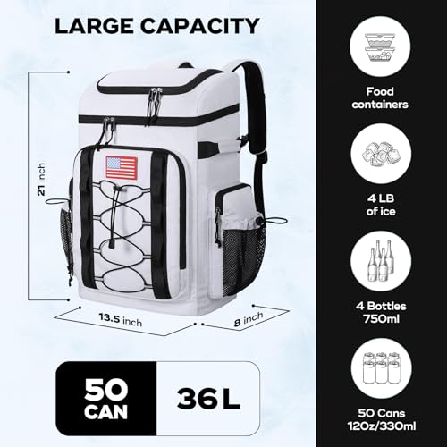 Image of Maelstrom 35 /50 Can Insulated Backpack Cooler, Leakproof Soft Lunch Ice Bag | Keeps Food Cold For 16h, Peva Liner, Durable Nylon, Ergonomic Padding. Perfect For Men, Women, Camping, Beach, Hiking, Travel