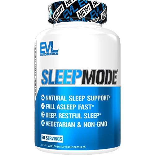 Evlution Nutrition Sleep Mode, Fall Asleep Faster, Melatonin, GABA, Valerian Root & More, Natural Aid for Deeper Sleep & Relaxation, 60 Vegetarian Capsules