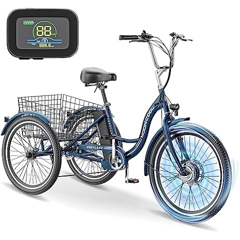 NAIZEA Electric Tricycle Adult Electric Bicycles, 350W 36V Electric Trike, 24" 3 Wheel Electric Bike Ebike E Bicycle with Removable Battery, Motorized Trike with Basket for Women Men Cover
