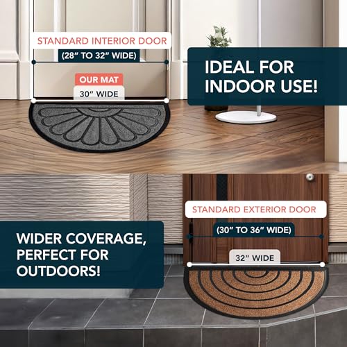 ubdyo Front Door Mat - Low Pile Front Door Mat Outside Entrance - Muddy Dirt Trapping Welcome Matt Outdoor - Rubber Backing Anti Slip Indoor Doormat Entrance, 30" x 17", Bright Grey