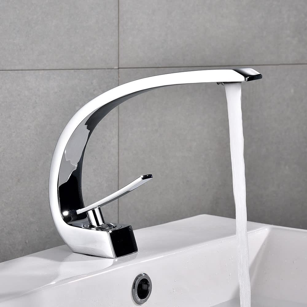 Grifo de lavabo en cascada con monomando de latón negro