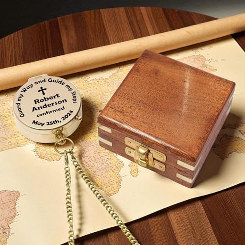 Brújula personalizada para bautizo con caja de regalo miniatura 2