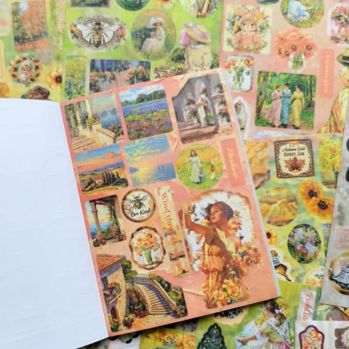 Image of Vintage Garden Sticker Book for Scrapbooking Supplies | Floral Ephemera & Planner Stickers for Junk Journal Kit- Scrapbook Stickers for Journals, Albums