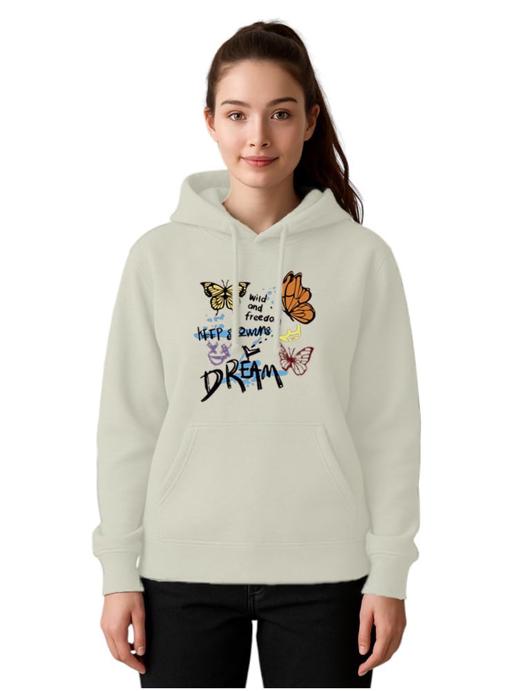 Womens Graphic Printed Cotton Full Sleeve Regular Fit Hooded Sweatshirt | Ribbed Hem, Casual Winter Wear Pockets, |Sweatshirt for Women| (Hoodies) |-image-21