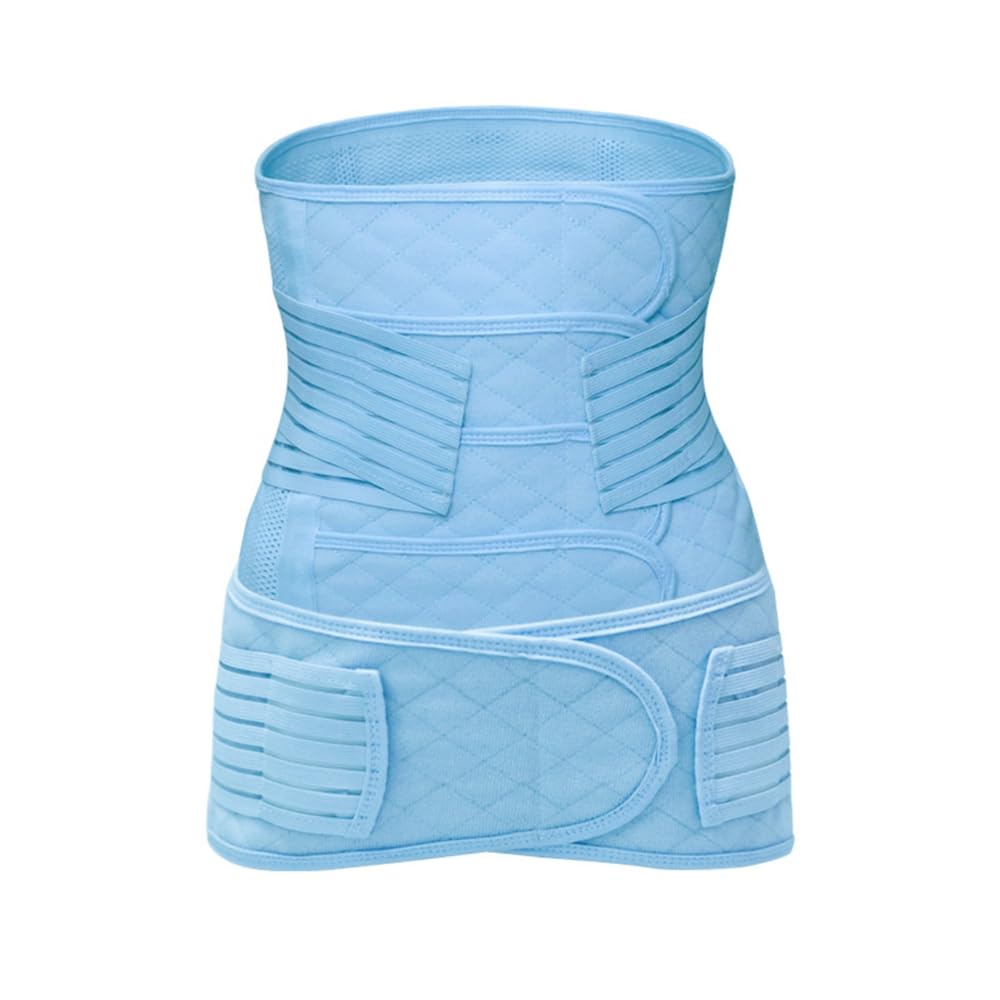 Juego de faja abdominal posparto 3 en 1 para postparto, 4 parches y cinturón pélvico para embarazo, soporte abdominal, recuperación, cinturón de retorno, faja de cesárea, moldeador de abdomen (azul)