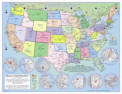 0010 Cod Area 2000 CodeTracker Area Code Map: area codes of US, Canada and parts of ...