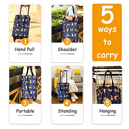 Aieino 23L Faltbarer Einkaufstasche mit Rollen - Kühlfach Einkaufstrolley Einkaufswagen Tasche Teleskopstange… – Bild 7