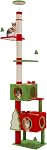 PAWZ Road Arbre à Chats, Tour à Chats Cactus de Plafond à Plancher avec Hauteur Ajustable de 95 à 108 po, Tour d'Escalade pour Chats à 5 Niveaux avec Hamac Confortable, Plates-formes et Balles Suspendues pour Chats d'Intérieur