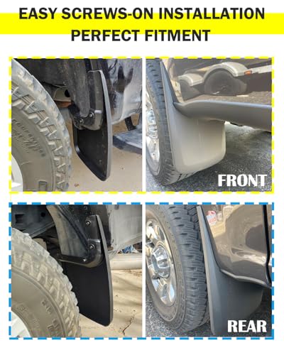Image of Mud Flaps Splash Guards for Ford F-250 F-350 2017-2024 (w /Single Rear Wheels & w /o OEM Fender Flares) All Weather Mudflaps Mud Guard for Trucks Front Rear Set 4pc / No Need to Drill Holes