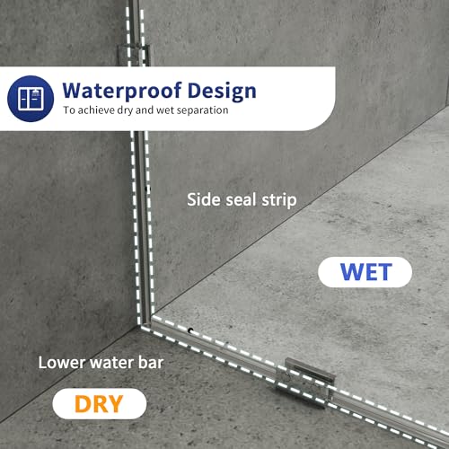 Image of DeerValley 34 inchx74 inch Shower Glass Panel, 5 /16'' (8mm) Thick Fixed Glass Shower Panel, Frameless Shower Screen for Walk in Shower, Tempered Glass Half Door with Stainless Steel Clamps (Silver)