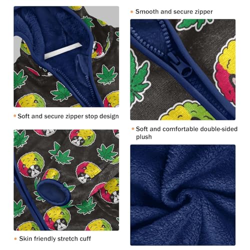 French Bulldog Afro Hair Girls Fleece Jacket Girls Fall Jacket Girls Zip Up Hoodie Girls Sherpa Jacket 2-10T3