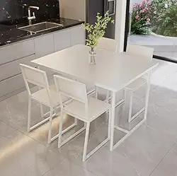 Conjunto Mesa de Jantar Retangular Branca 4 Cadeiras Estofado Riviera Industrial Branco (Laca Branca)