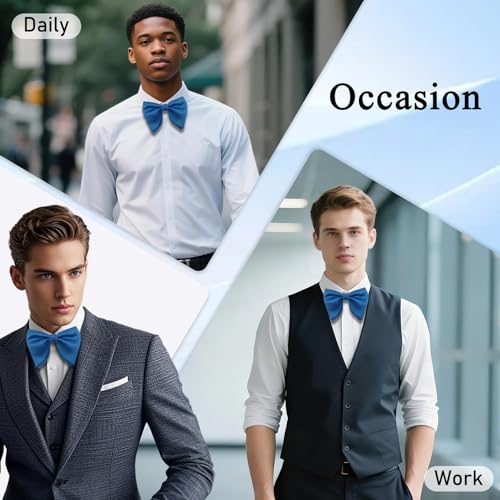 Image of Luckyvestir Oversized Bow Ties for Men, Pre Tied Clip on Men's Black Bowtie for Wedding Tuxedo Banquets Formal Wear