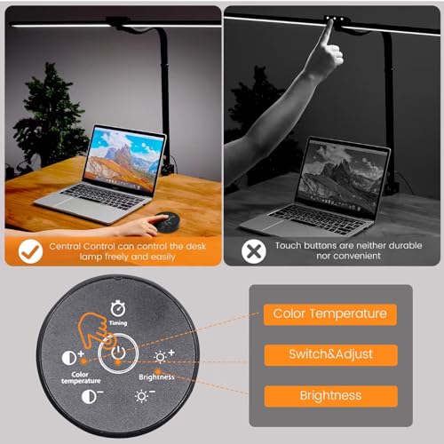 LED Desk Lamp for Home Office, Wireless Remote Control Light, Computer Desk Light, Bright Desktop Lamp, Dimmable Desk Lighting for Work, Draft, Study, Eye-Caring Desk Light (NO Battery) - Image 3