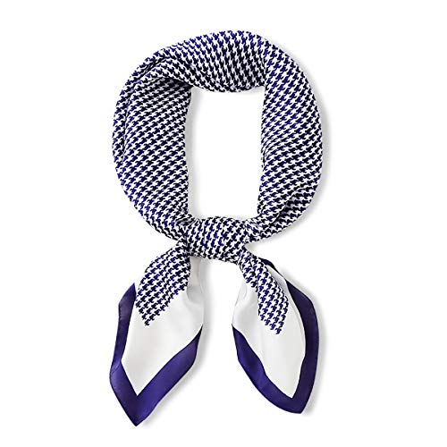 Silk Scarf Women Houndstooth Square Scarf Soft Mulberry Silk Kerchief Business Style Neck Scarf Fashion Decoration
