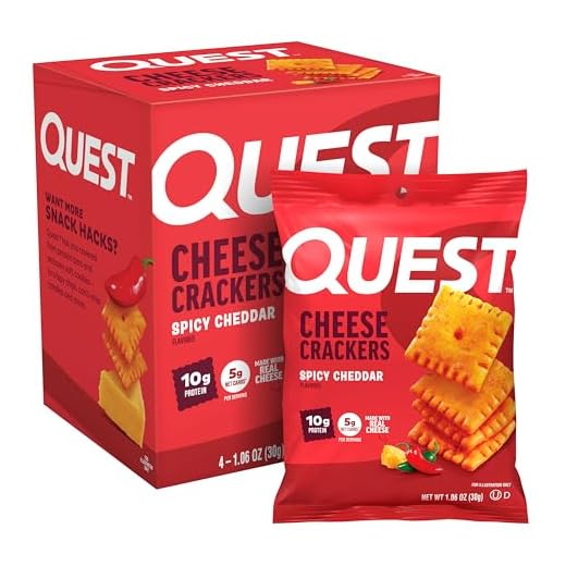 Quest Nutrition Cheese Crackers, Spicy Cheddar, 10g of Protein, Low Carb, Made with Real Cheese, 4 Count