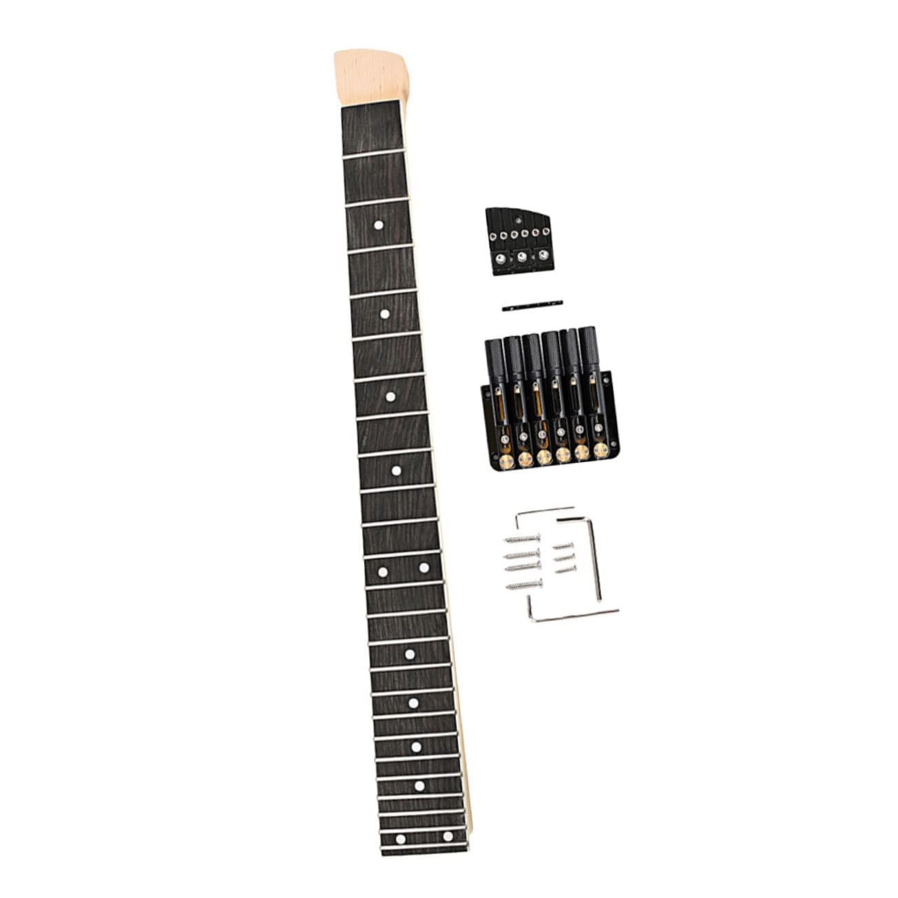 JOINPAYA Piano Handle Bridge Set Headless Guitar Neck Electric Guitar Wooden Neck 24 Fret Fingerboard