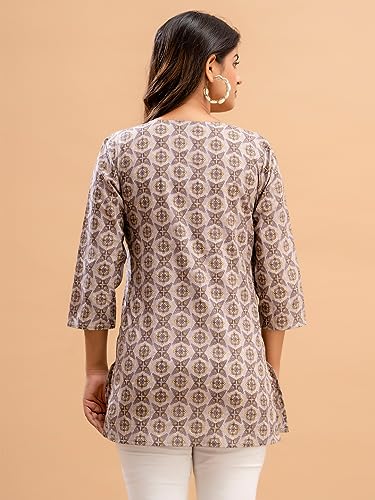 Image of feranoid Women Cotton Printed Straight Short Kurti