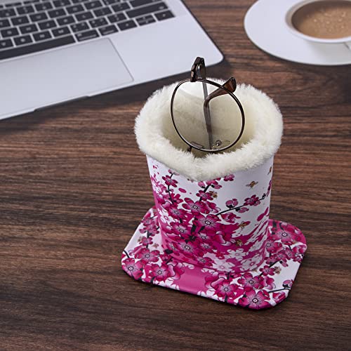 Image of Pack of 2 Plush Lined Eyeglasses Holder Stand Protective Glasses Case For Desks Or Nightstands
