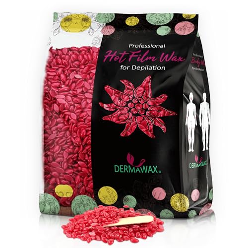 Dermawax 500g Rose Wachsperlen mit Kokosöl – Professionelles Heißwachs zur Haarentfernung – Sanftes Waxing ohne Vliesstreifen – Brazilian, Beine, Achseln, Gesicht & Bikini – Für Männer & Frauen