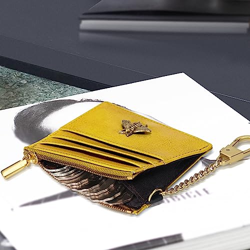 Image of SEAVILIA Card Holder Keychain Wallet for Women with ID Window RFID Coin Purse Bee Gifts Slim Minimalist Small Wallet