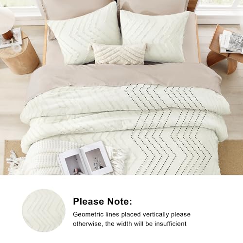 Image of Litanika Boho Full Comforter Set, 3 Pcs Ivory Lightweight Bedding Set