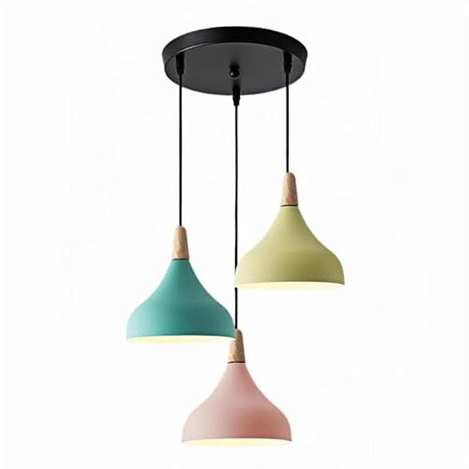 KBUUKYYXouy Nordic One Head Macaron E26 Pendant Lamp Chandelier Hanging Lighting Ceiling Fixture for Kitchen Dining Room Living Art(Round Plate)