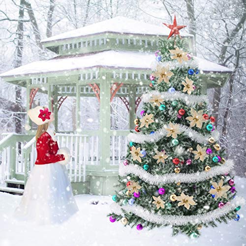 36 Pieces 3 Size Christmas Poinsettia Christmas Tree Flowers Glitter Faux Flowers Decoration Artificial Poinsettia Ornaments For Christmas New Year Home Outdoor Decoration (Gold, 3/ 4/ 6 Inch) #TOP3